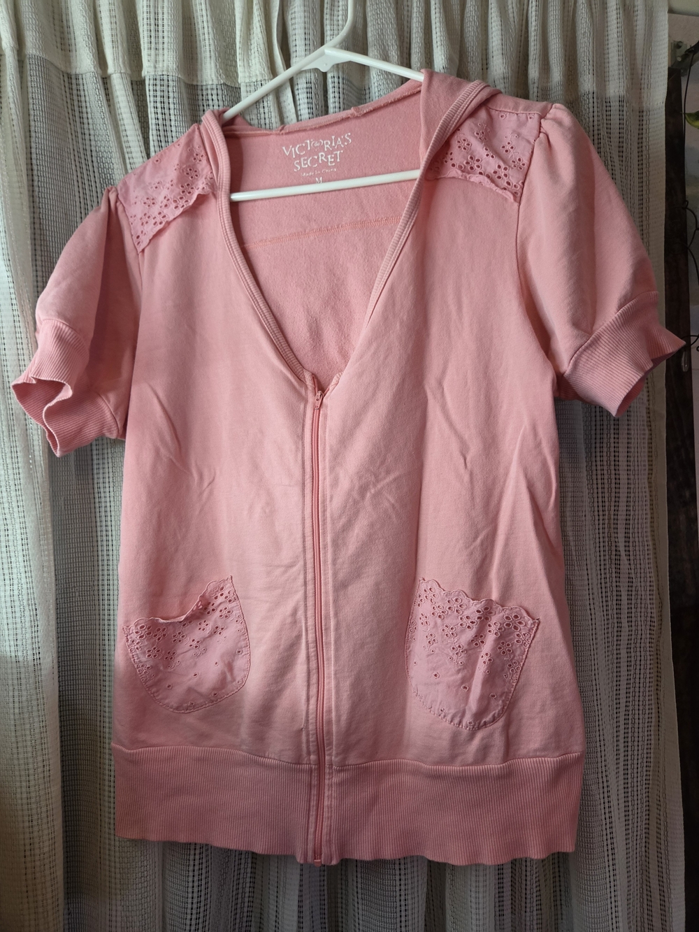Victoria's Secret Pink Short-Sleeve Zip Front Hoodie Jacket